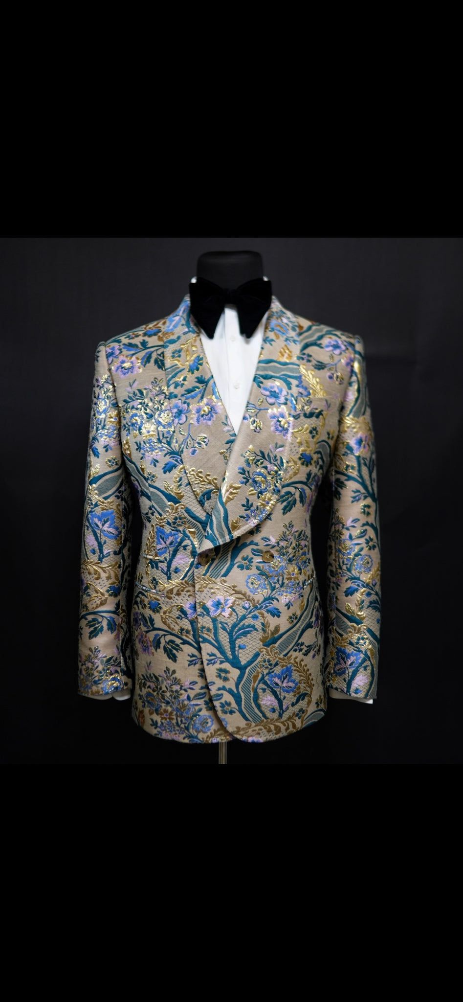 Floral Embroidery Shawl Lapel Double Breasted Tuxedo
