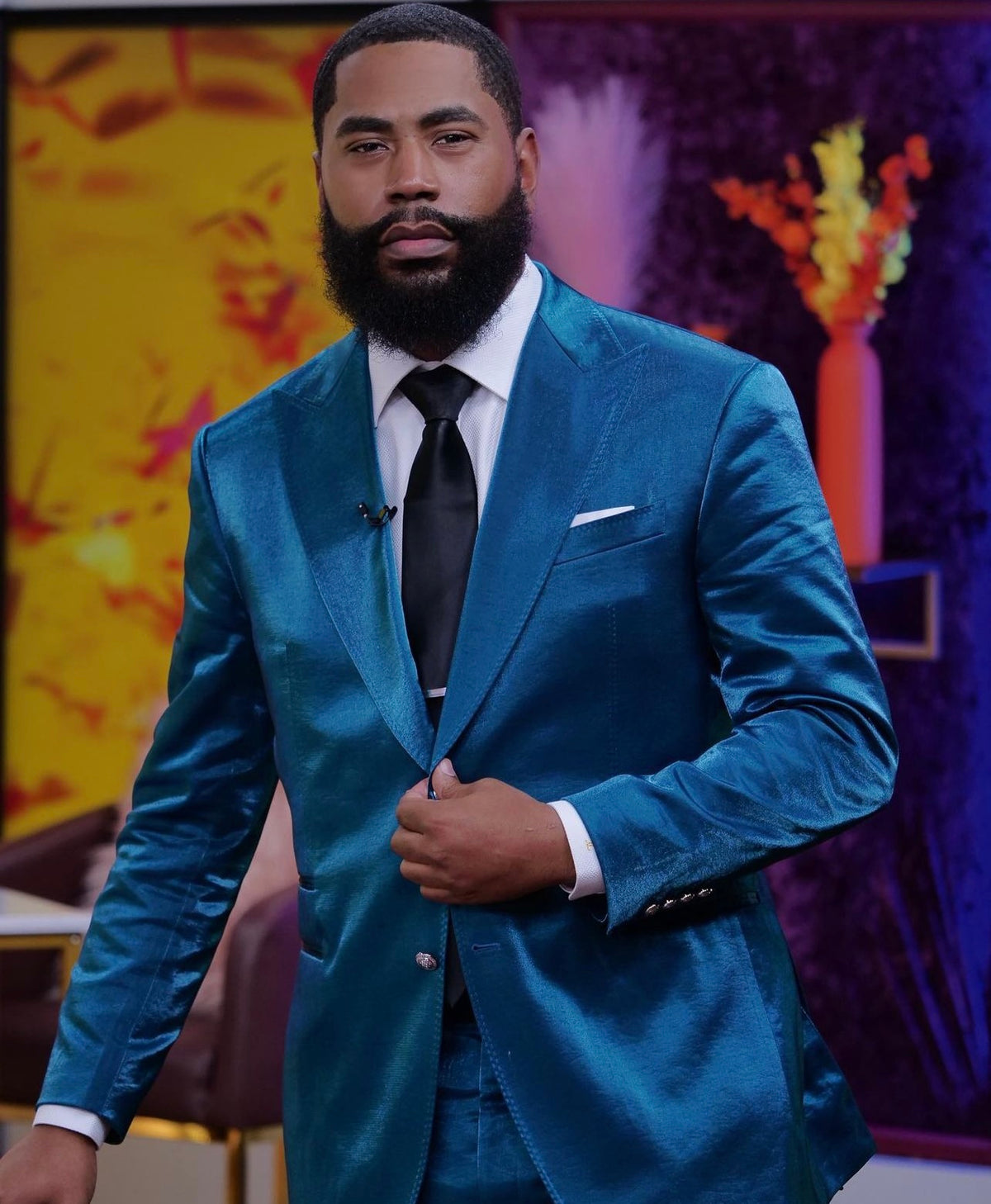 Justins Turquoise peak lapel suit