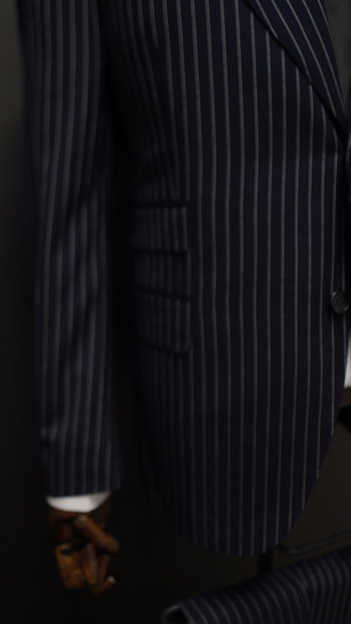 Navy Blue Pinstripe Suit Single Breasted