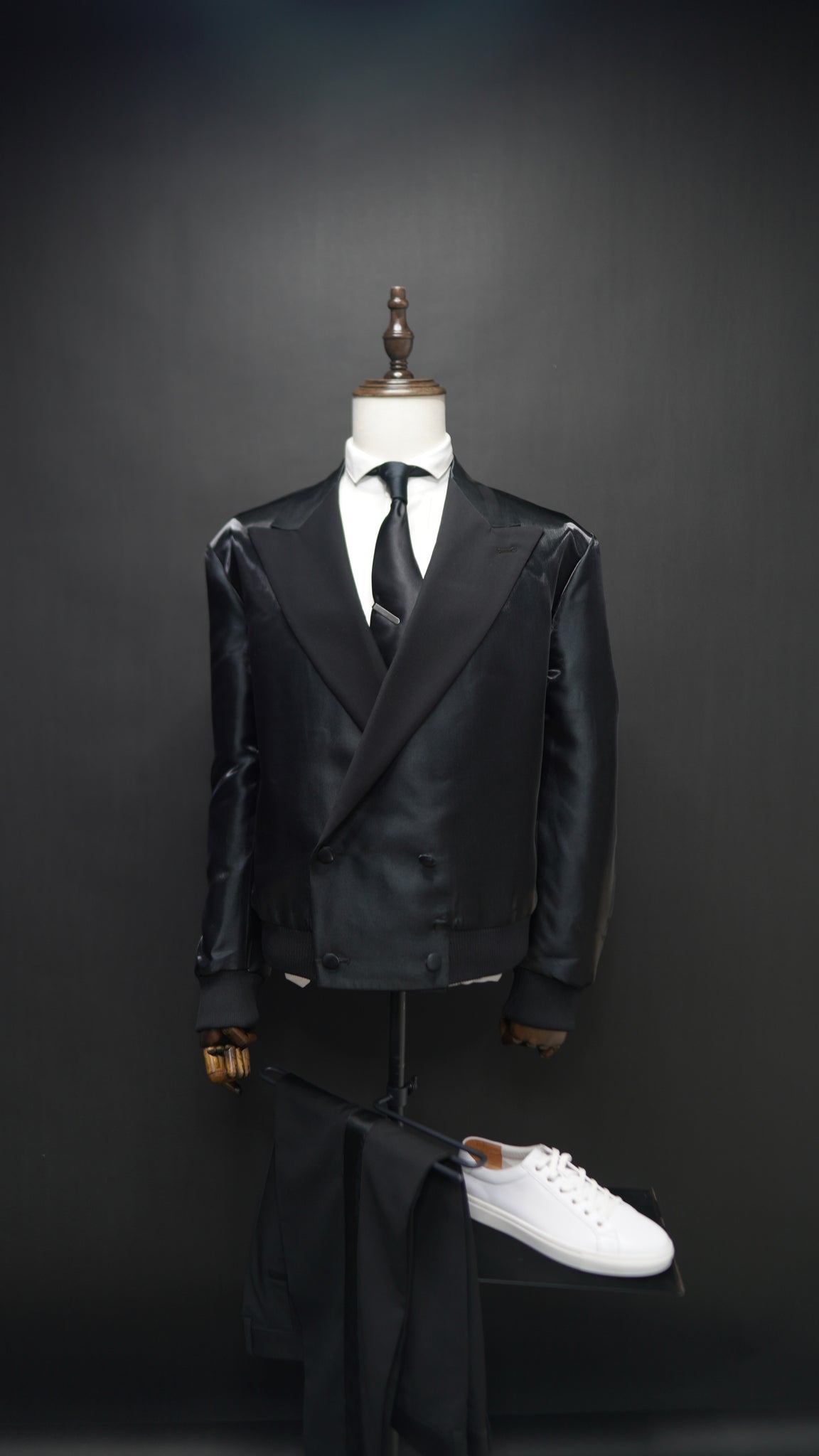 Black Crop Tuxedo Set