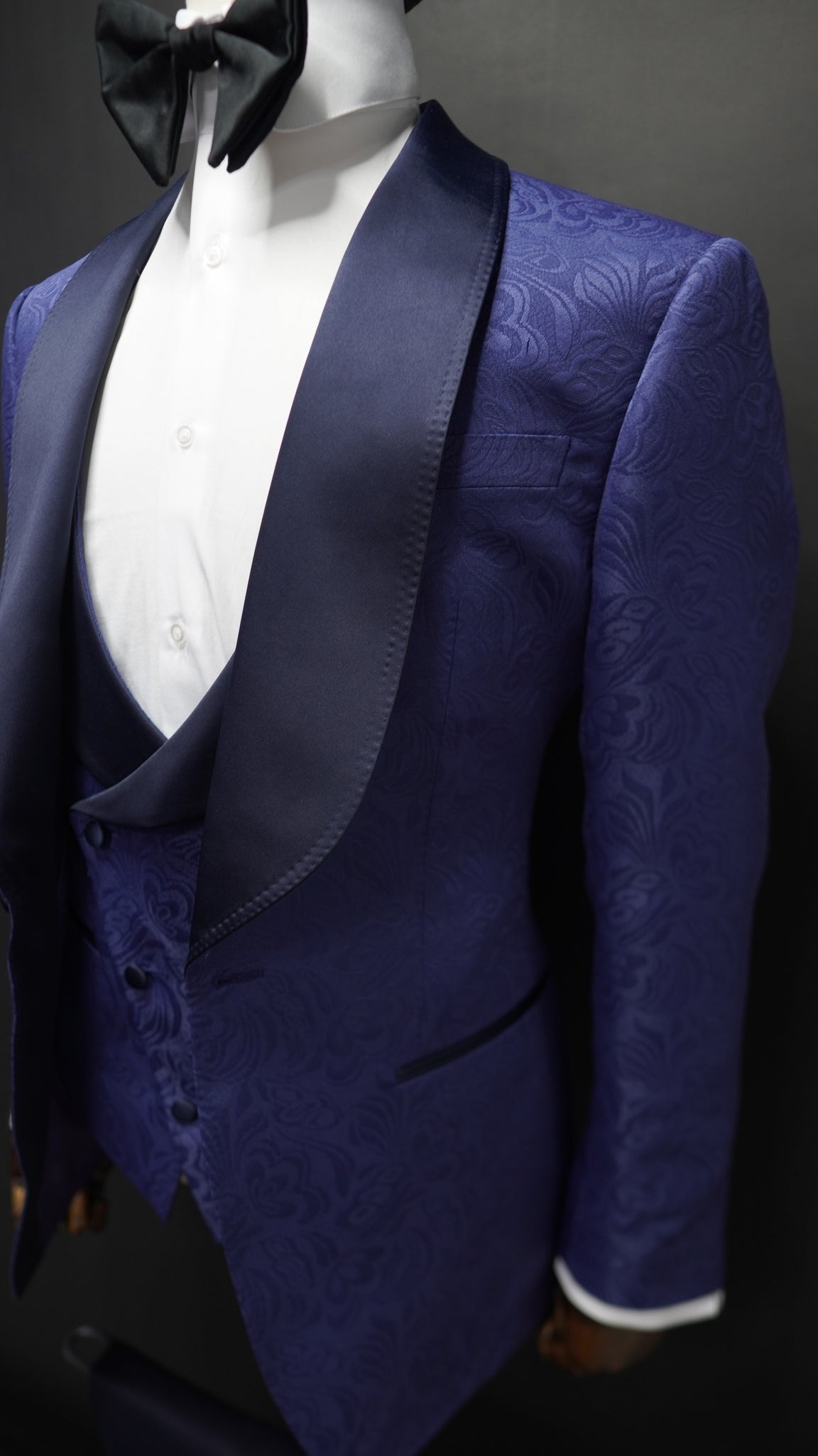 Blue Jacquard  3 pc Tuxedo ( Vest Included )