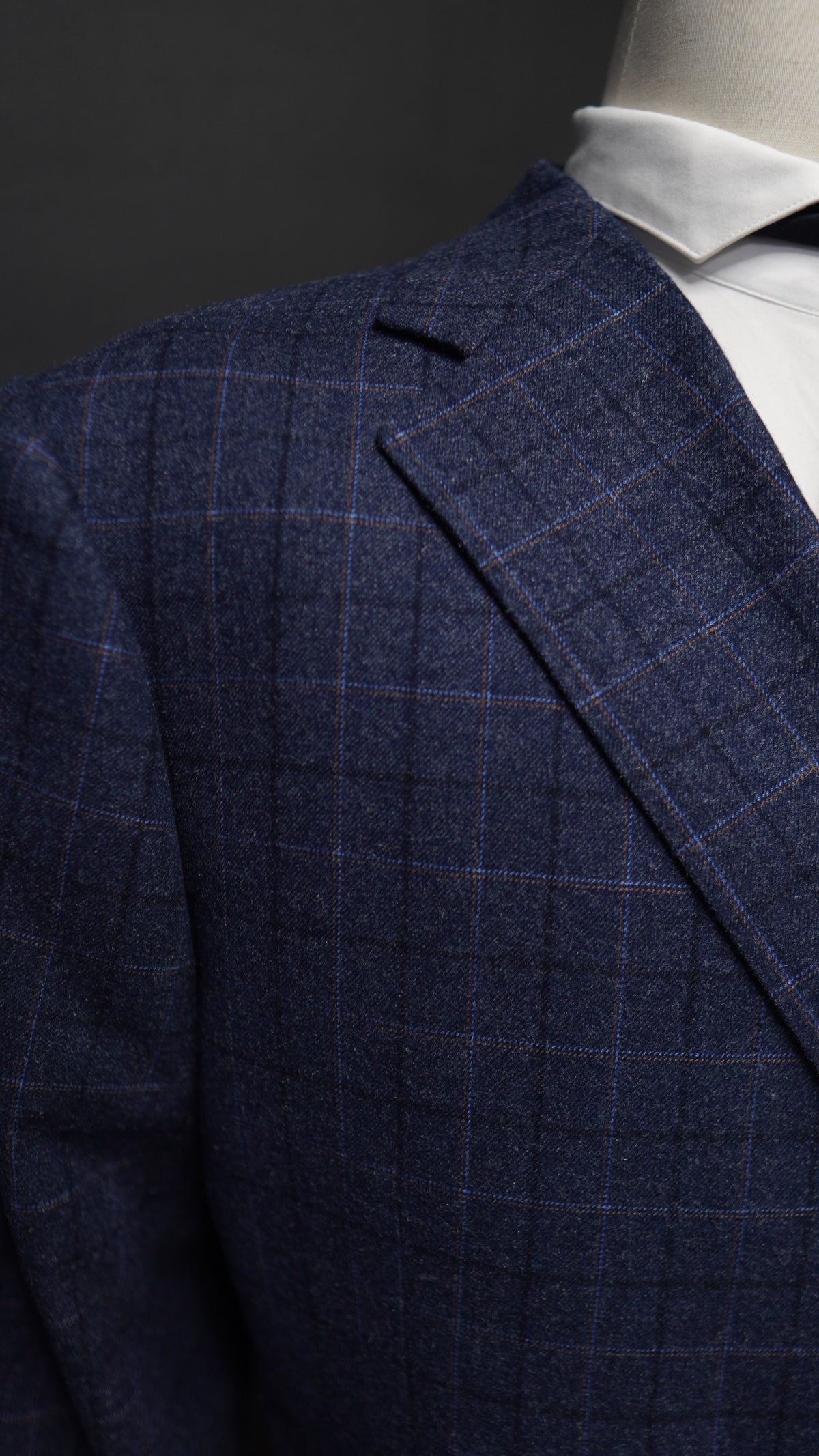 Blue Double Breasted Two Button Plaid Suit ( Notch Lapel )