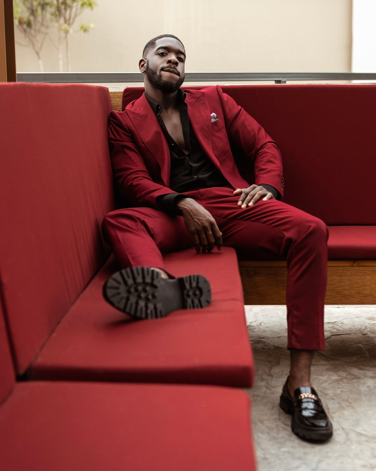 Cherry Red Peak lapel suit