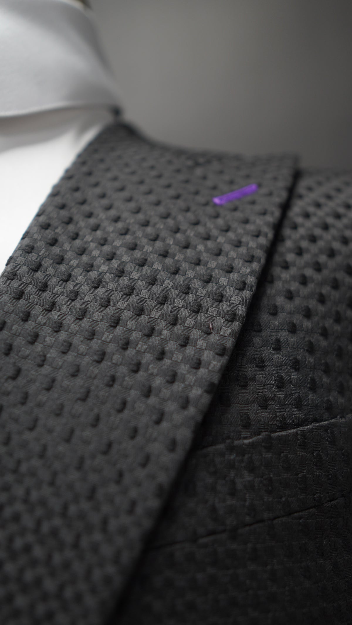 Black Embossed Peak lapel suit