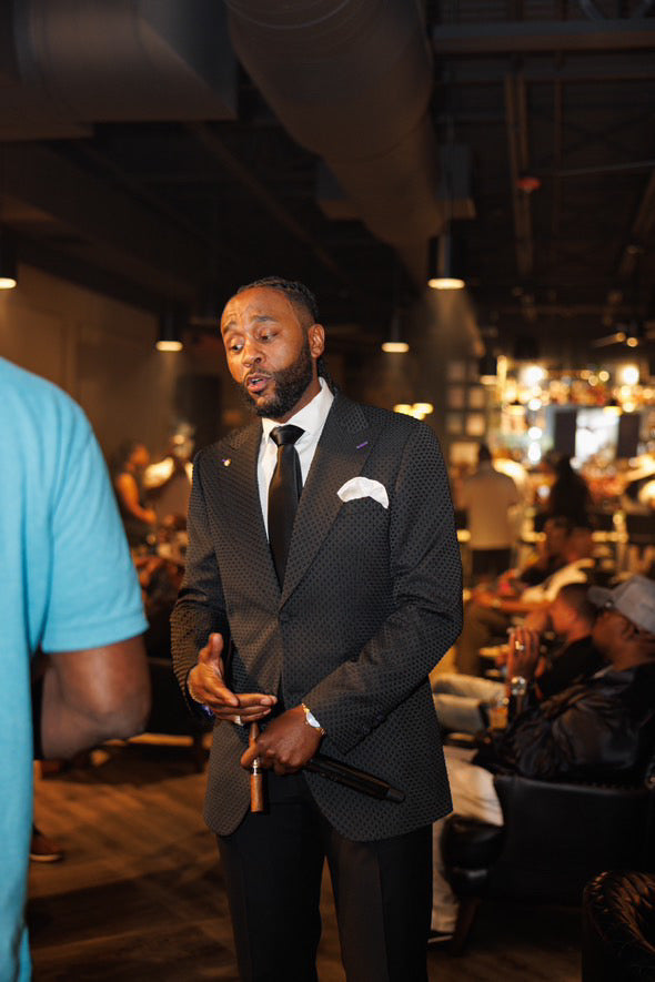 Black Embossed Peak lapel suit