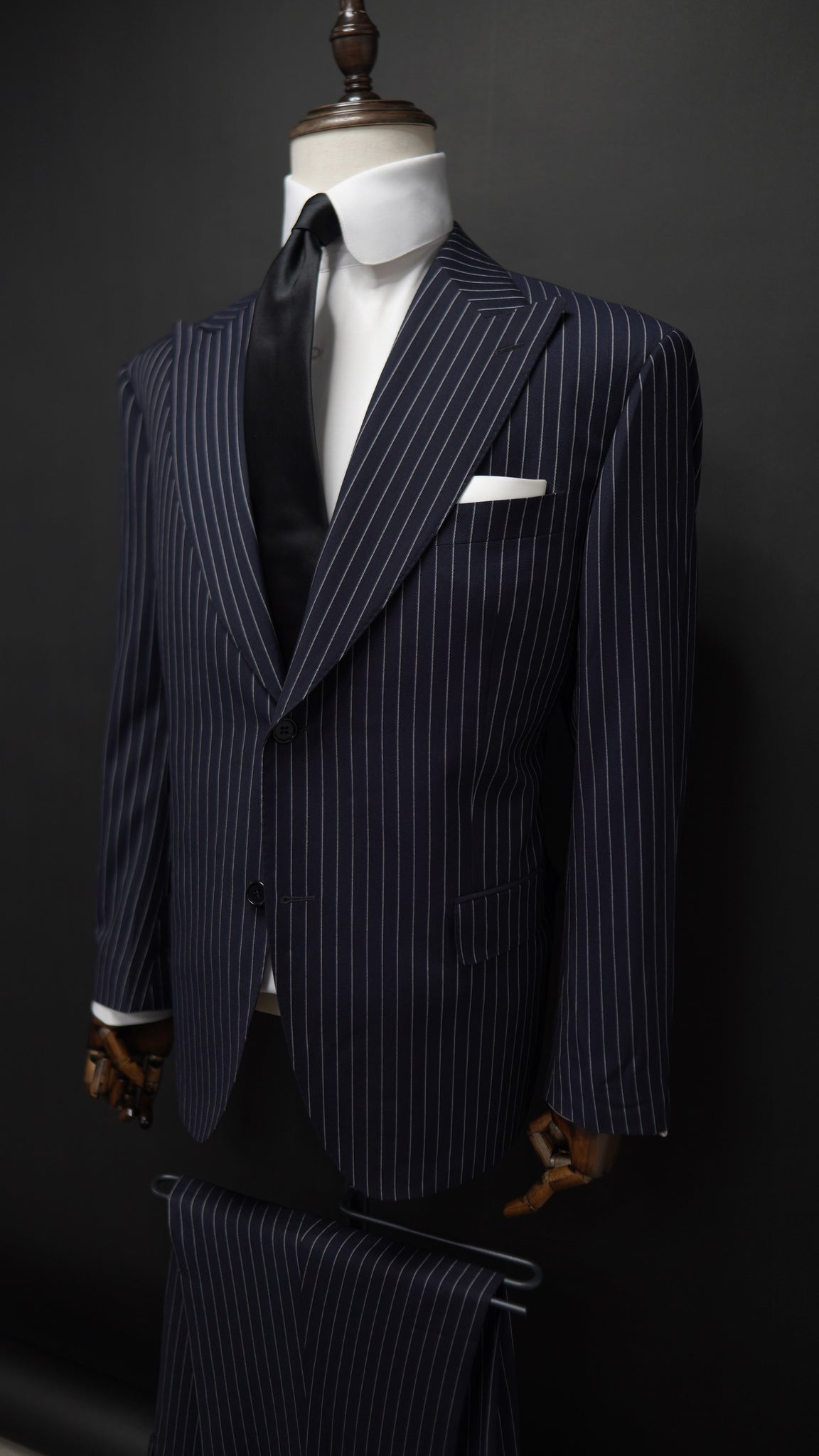 Navy Blue Pinstripe Suit Single Breasted