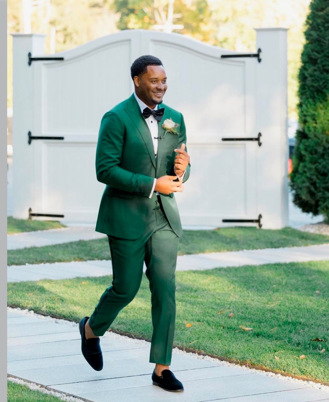 Tweed Suit Bow Tie Fall Wedding Groomsmen Attire Hunter Green