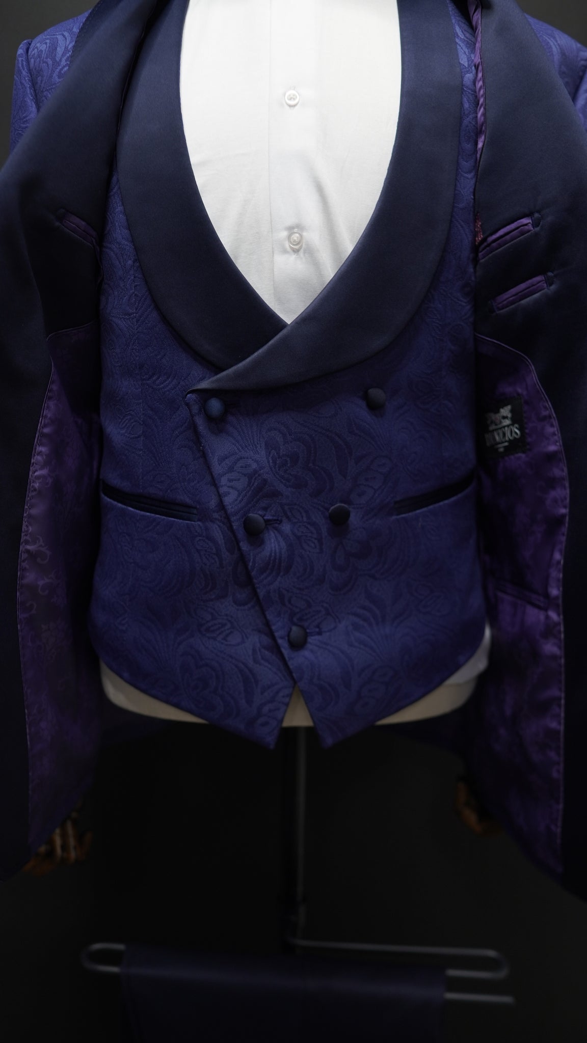 Blue Jacquard  3 pc Tuxedo ( Vest Included )