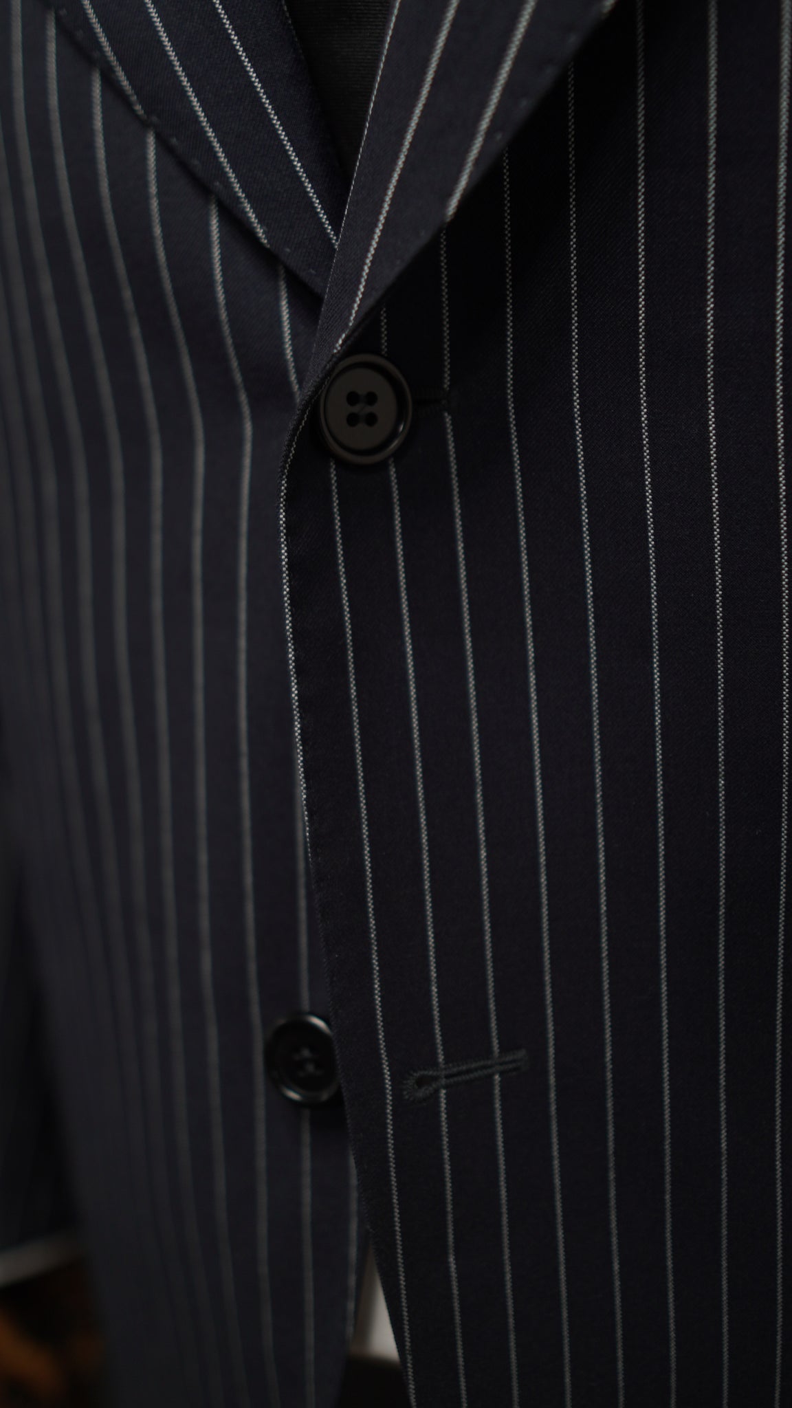 Navy Blue Pinstripe Suit Single Breasted