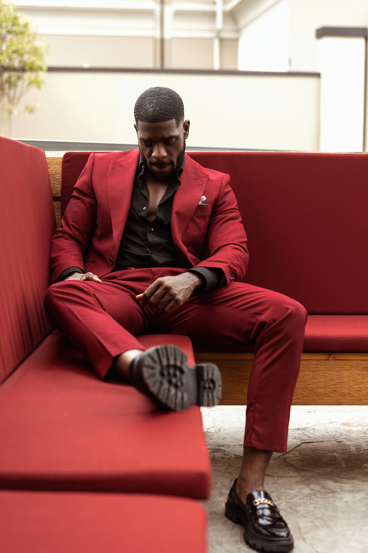 Cherry Red Peak lapel suit