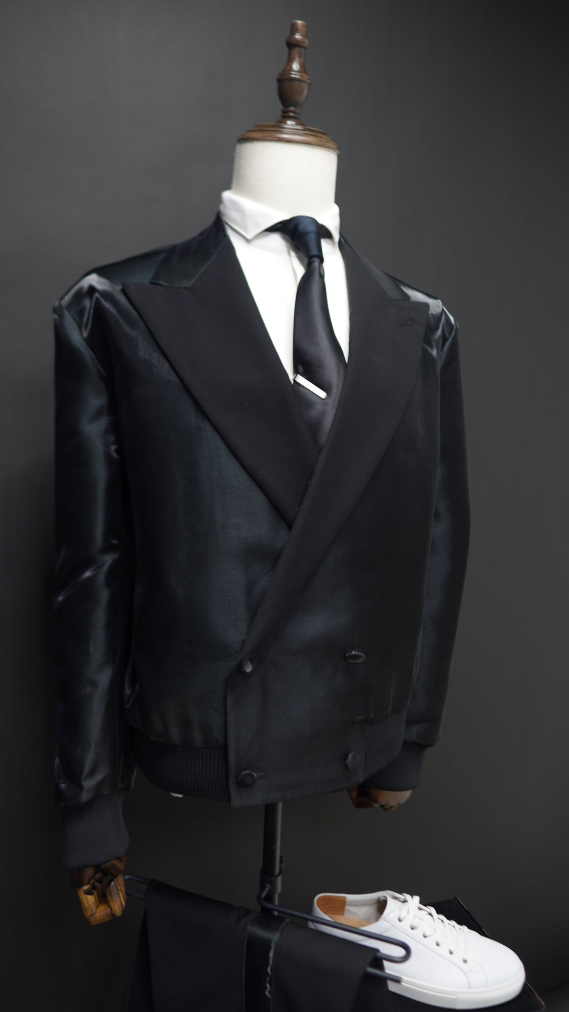 Black Crop Tuxedo Set