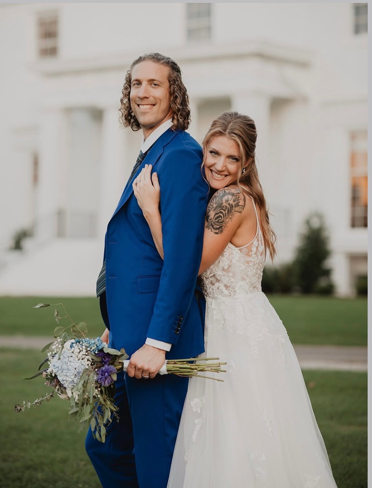 Electric Blue Notched  lapel suit