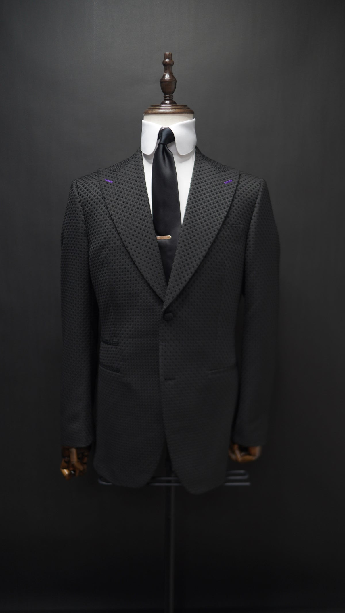 Black Embossed Peak lapel suit
