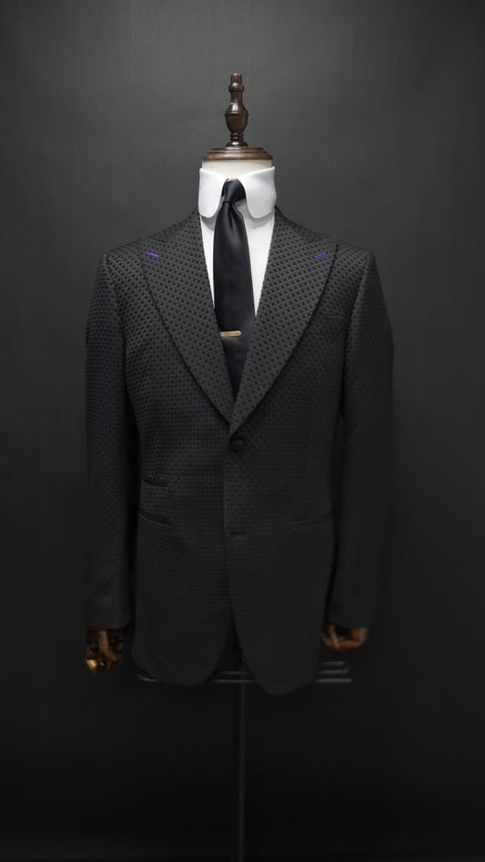 Black Embossed Peak lapel suit