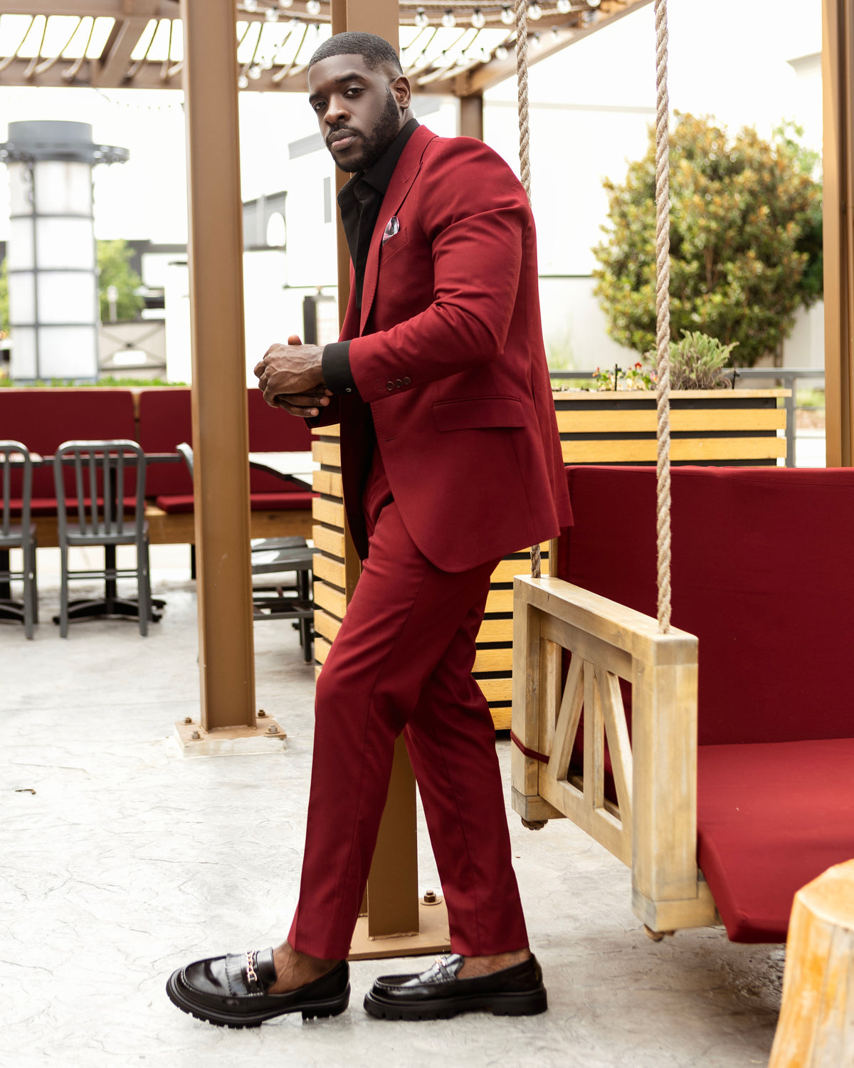 Cherry Red Peak lapel suit