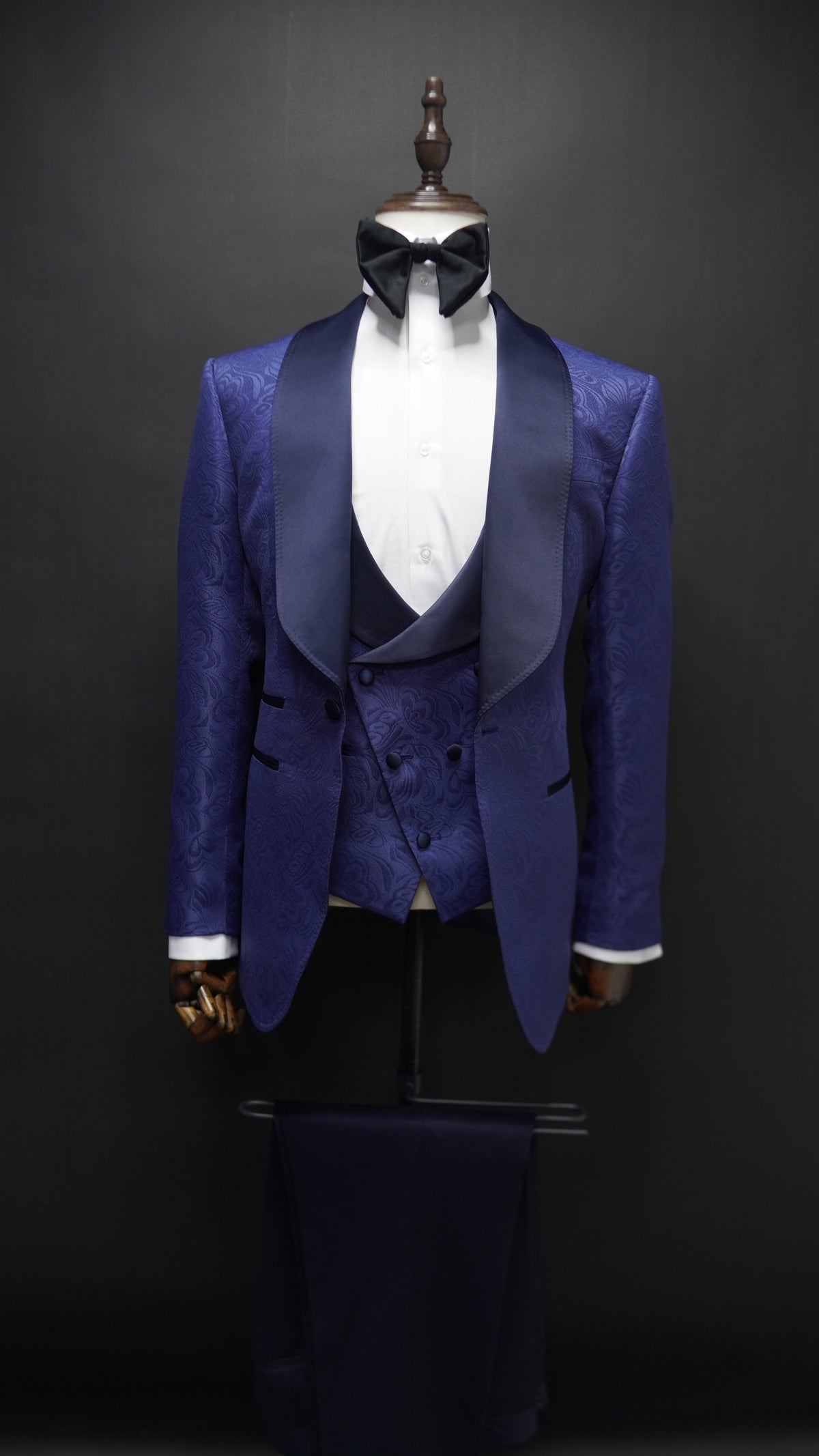Blue Jacquard  3 pc Tuxedo ( Vest Included )