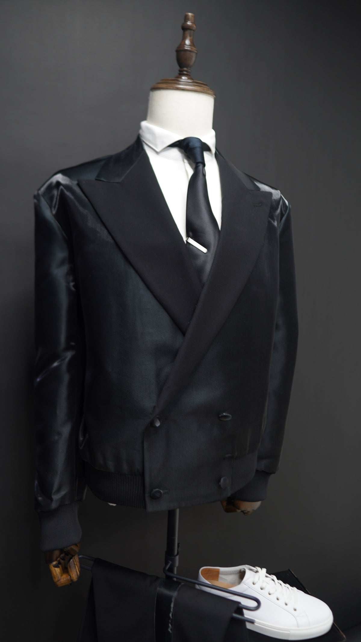 Black Tuxedo Bomber Jacket Set