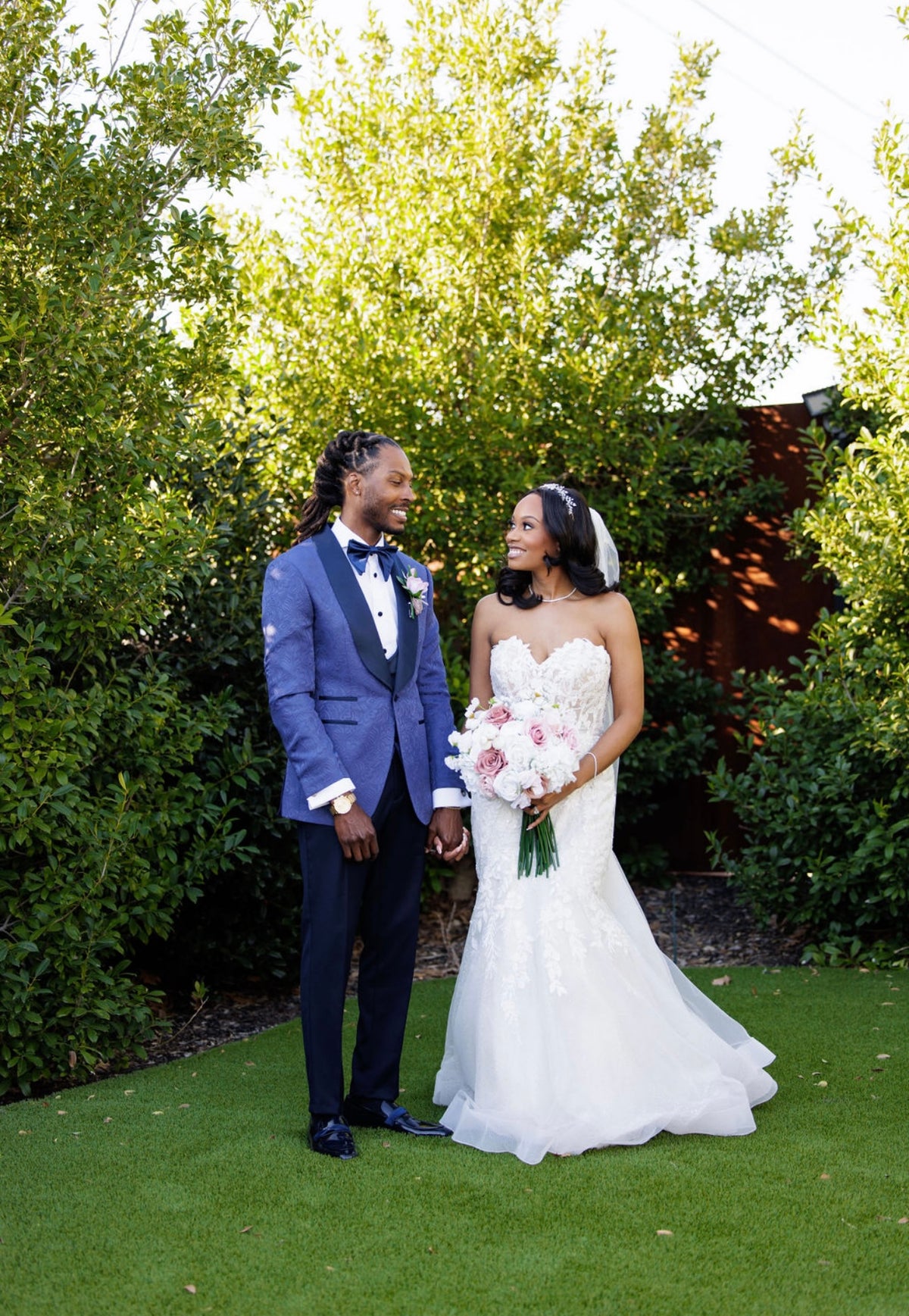Blue Jacquard  3 pc Tuxedo ( Vest Included )