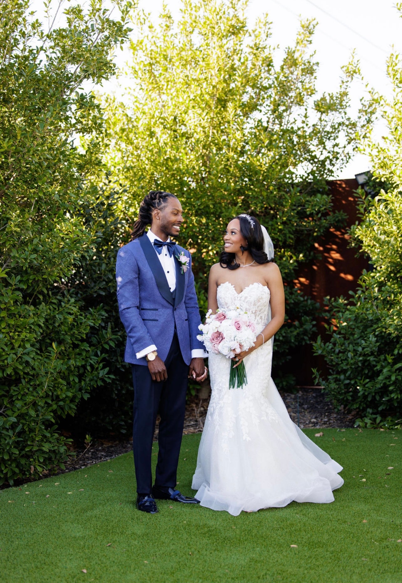 Blue Jacquard  3 pc Tuxedo ( Vest Included )