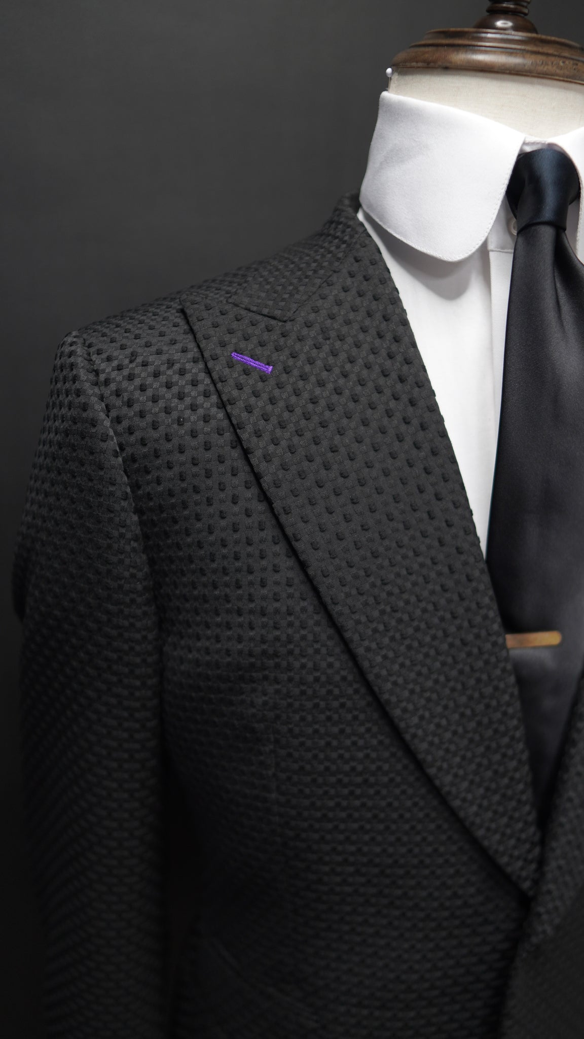Black Embossed Peak lapel suit