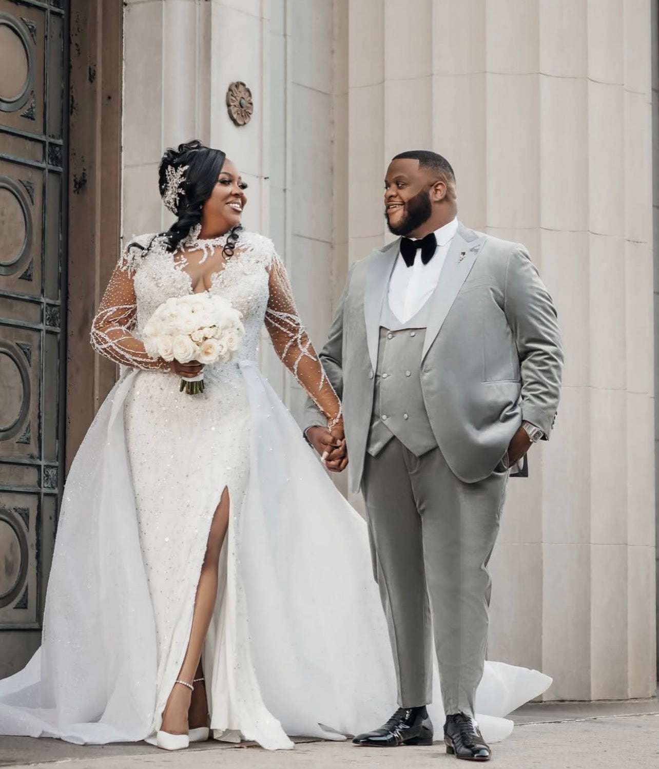 Grey 3Pc Velvet Tuxedo Vest Included
