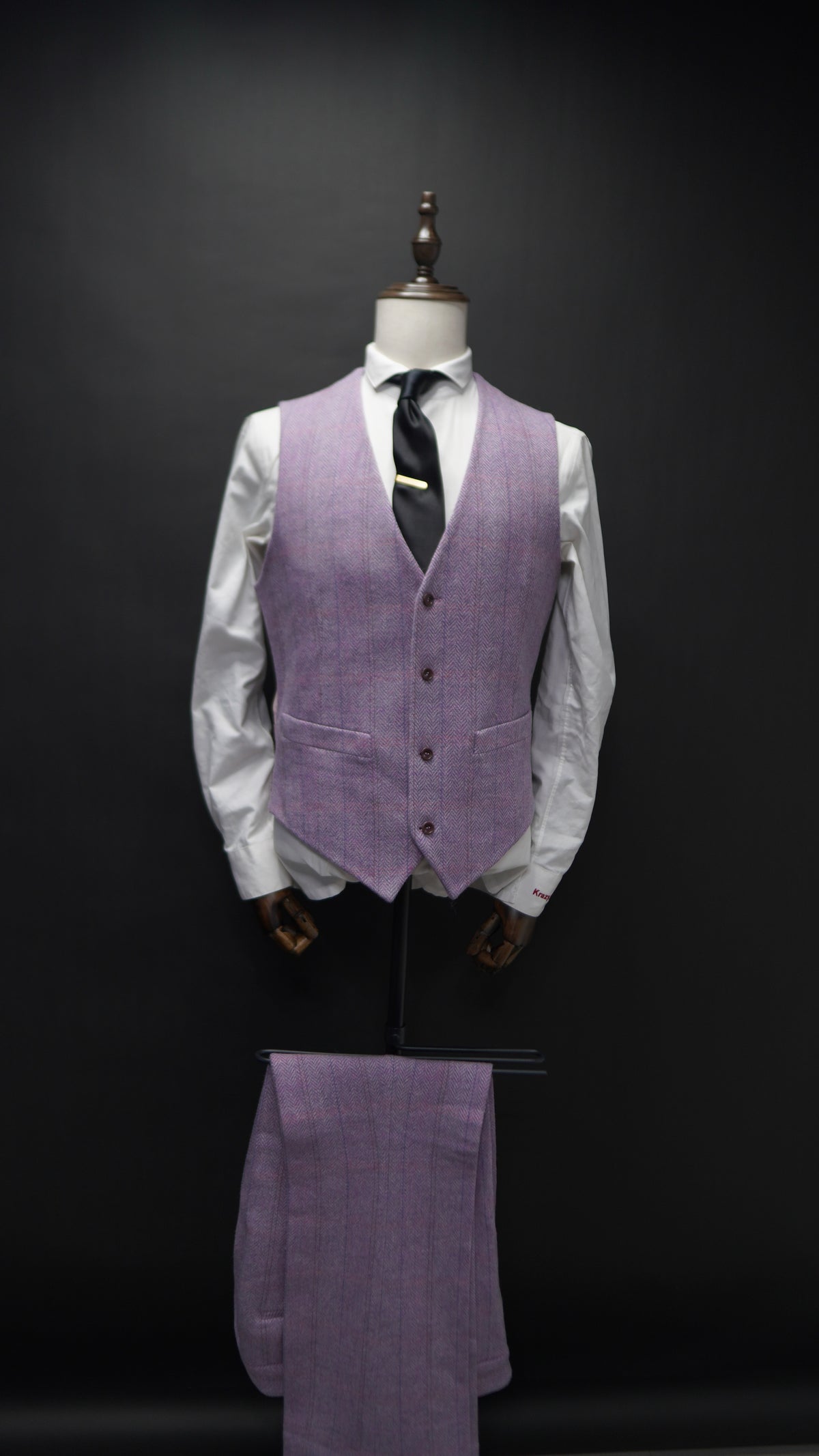 Tweed Mauve Three Piece Suit ( Flared Trousers)