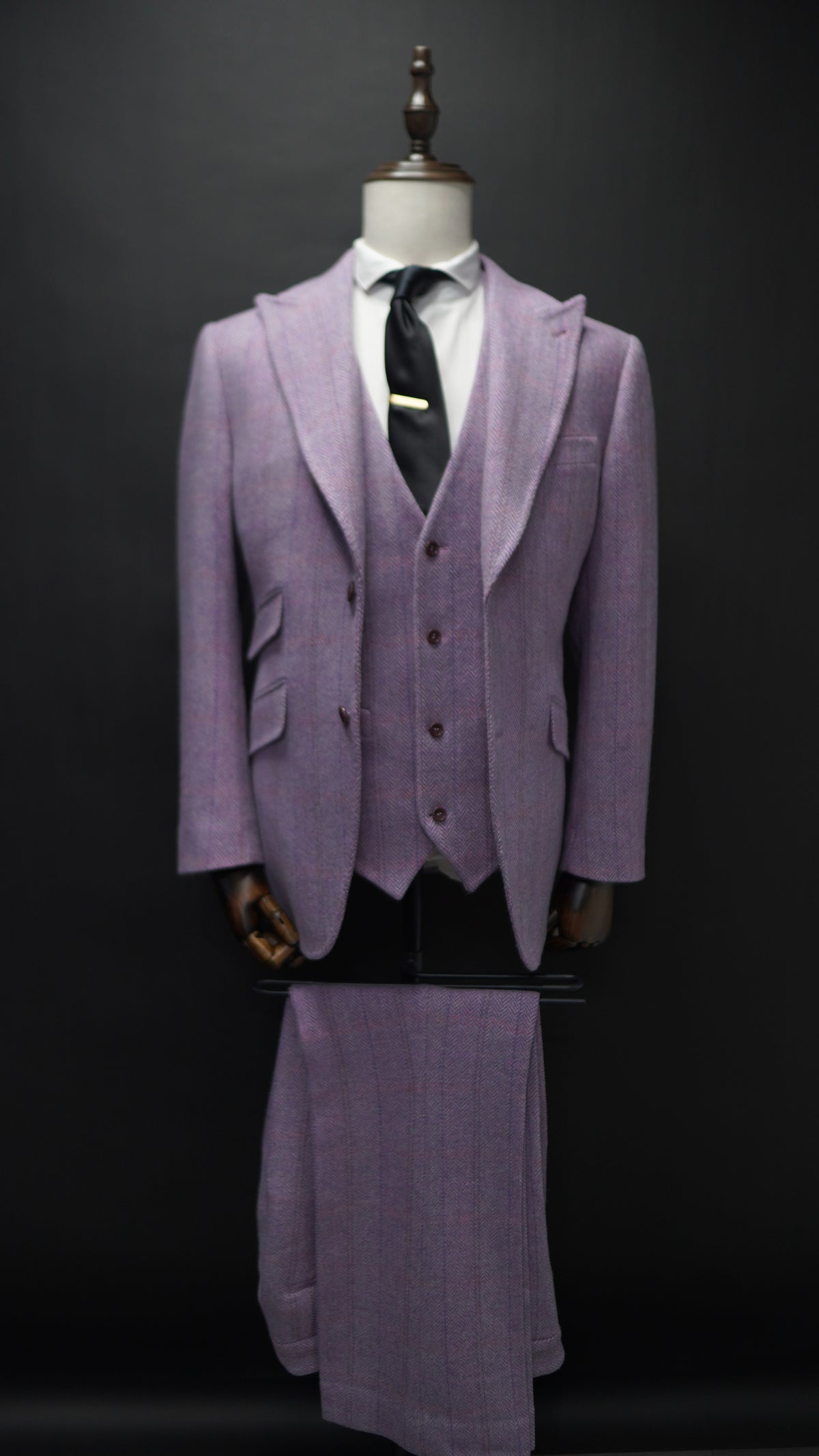 Tweed Mauve Three Piece Suit ( Flared Trousers)