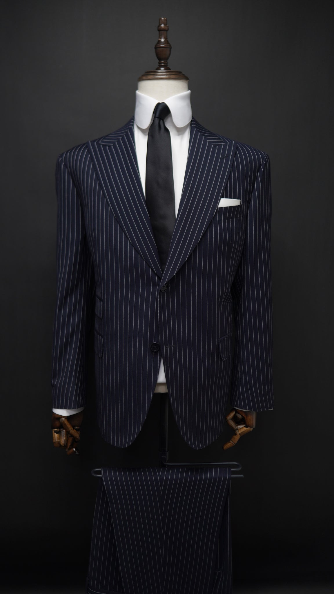 Navy Blue Pinstripe Suit Single Breasted