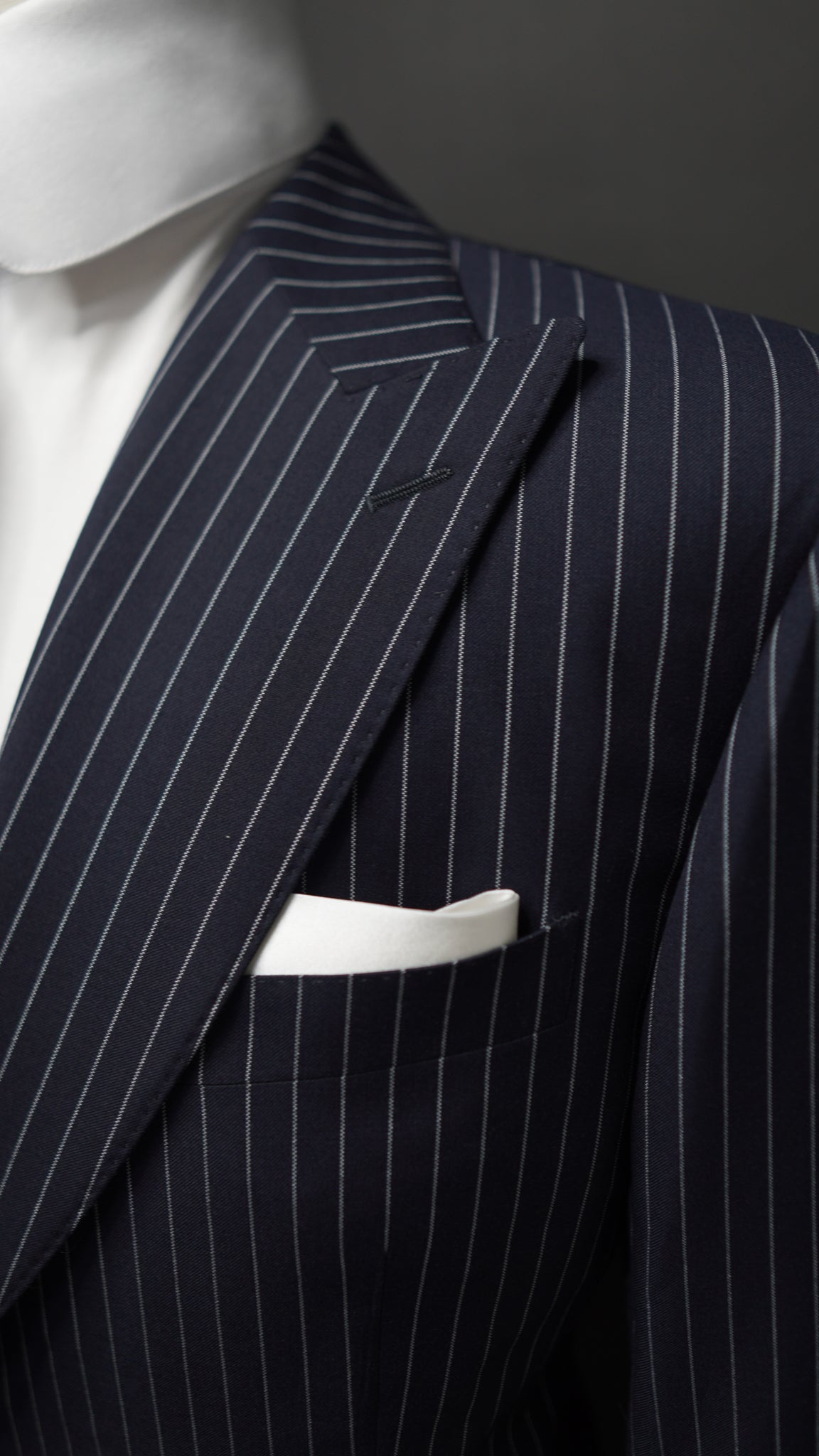 Navy Blue Pinstripe Suit Single Breasted