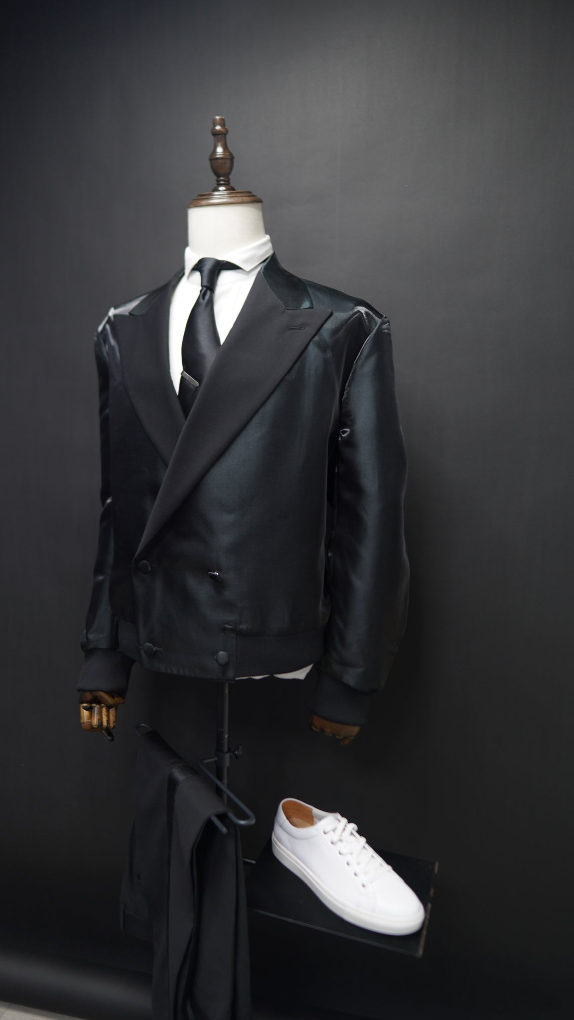 Black Crop Tuxedo Set