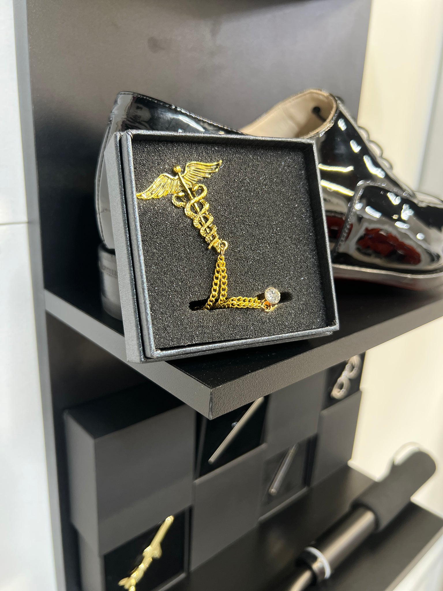 Gold Caduceus Lapel Pin