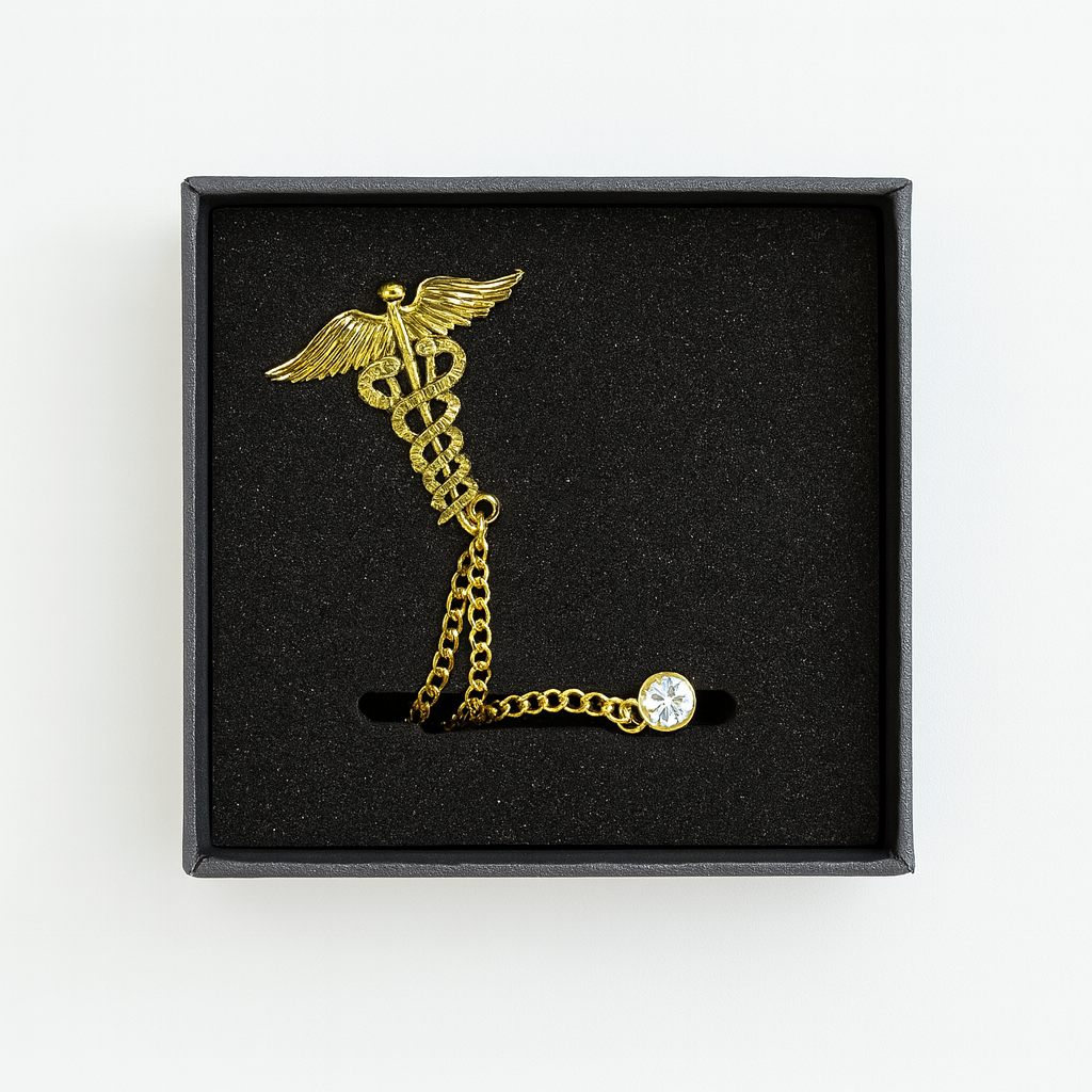 Gold Caduceus Lapel Pin