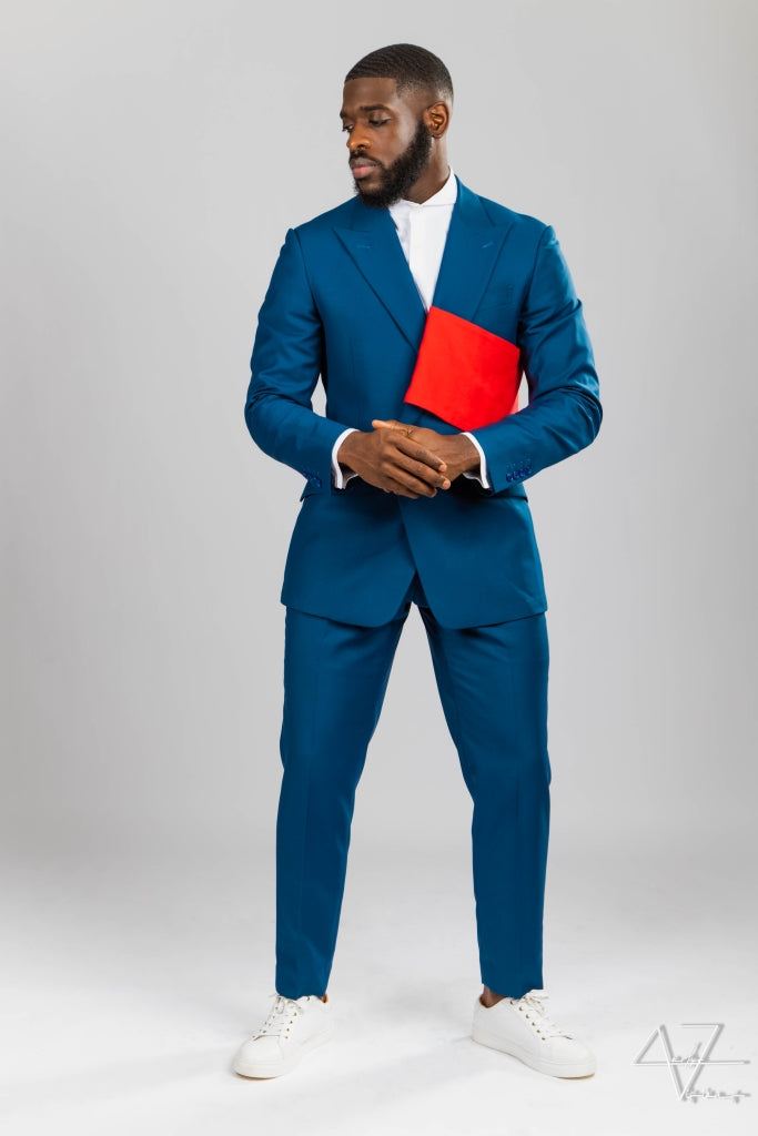Blue suit Red strip