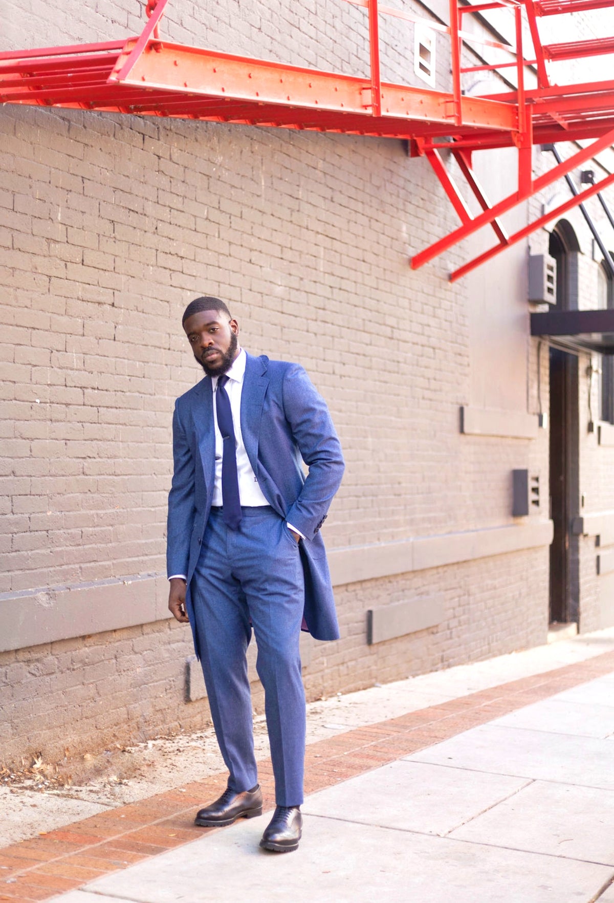 Bluë Herringbone Wool 3/4 Single Breasted Notched Lapel Suit