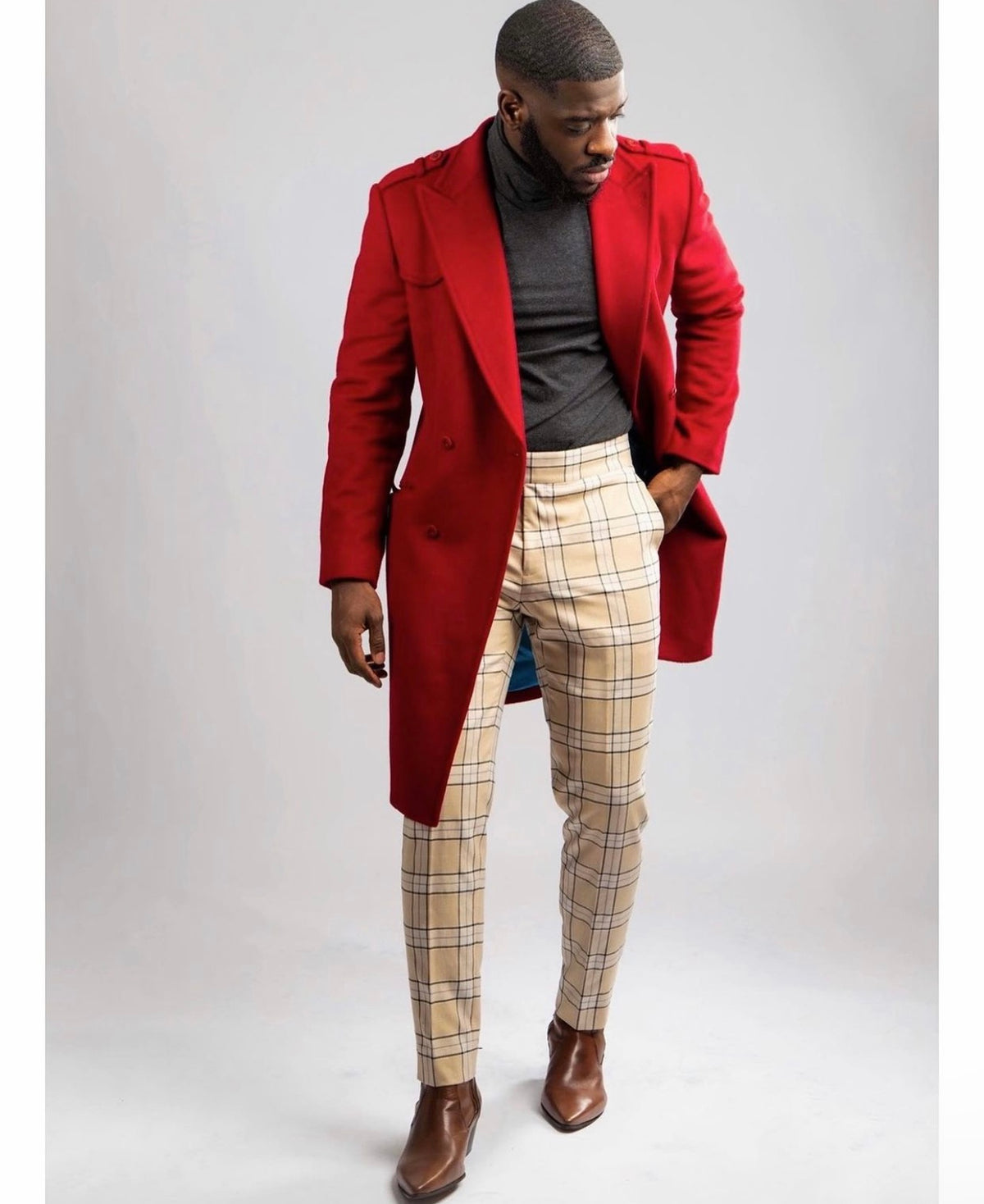David’s Red Double Breasted Overcoat