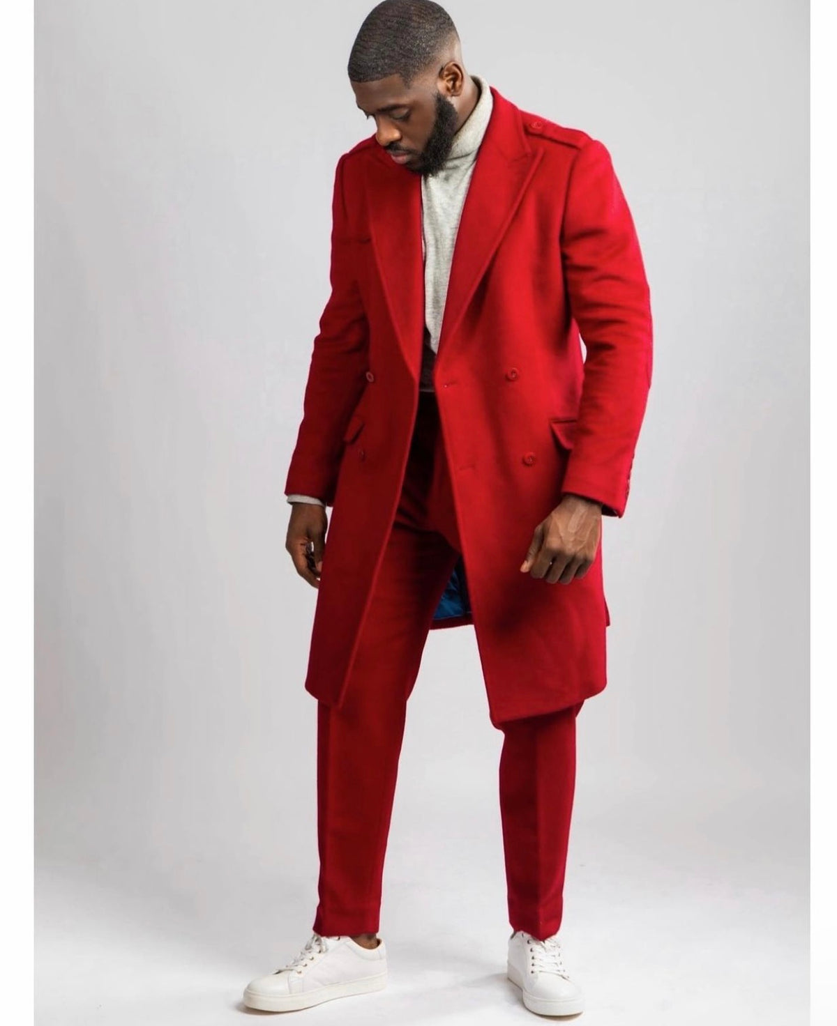 David’s Red Double Breasted Overcoat