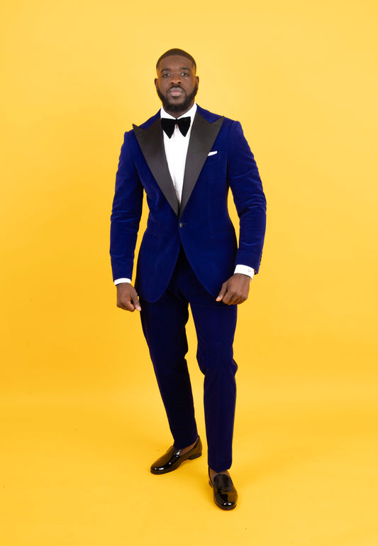 The Xane (Zane) Navy Blue Peak Lapel Tuxedo (with removable Lapels)