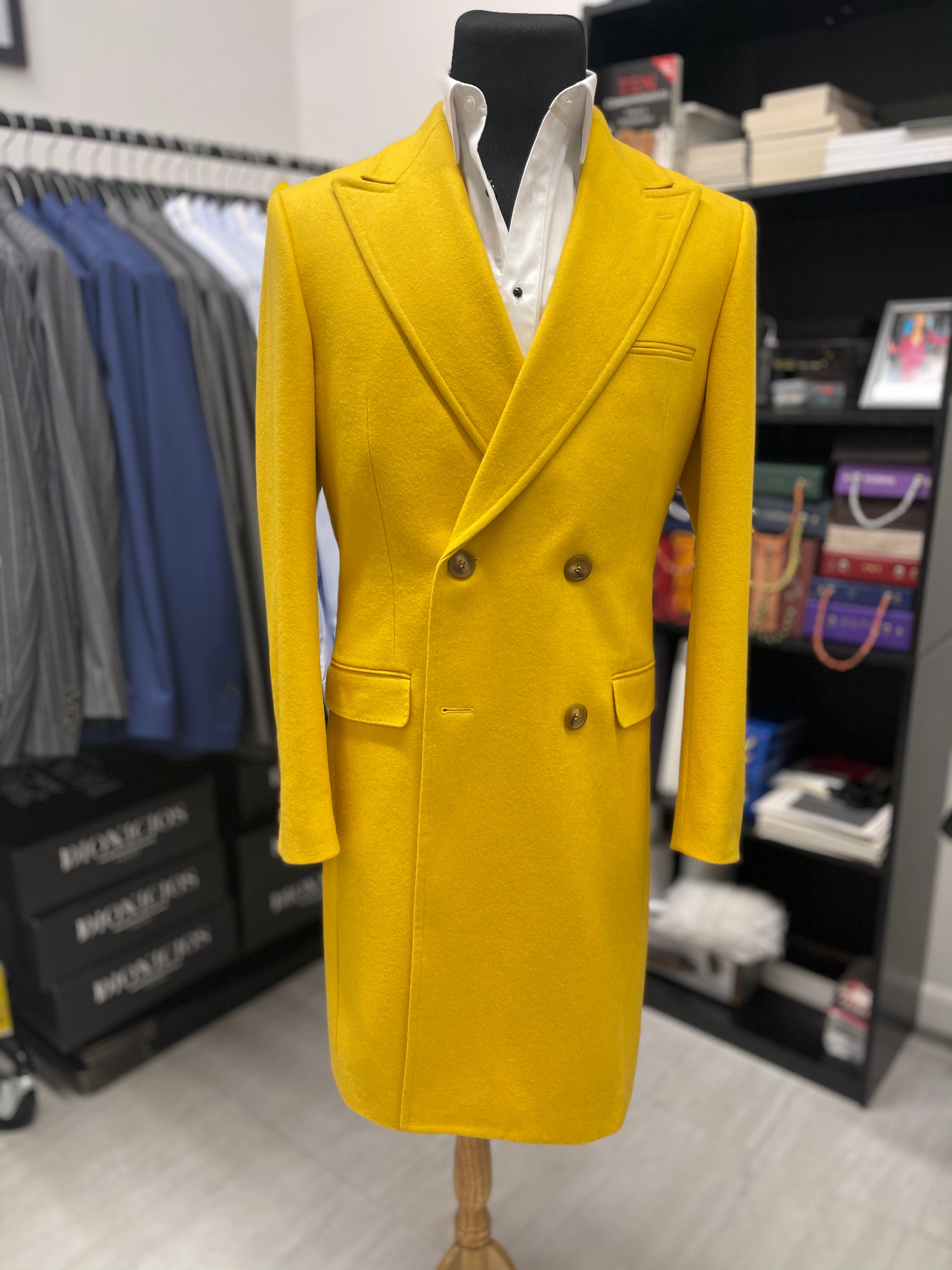 Mustard Double Breasted Overcoat Dionicios Closet