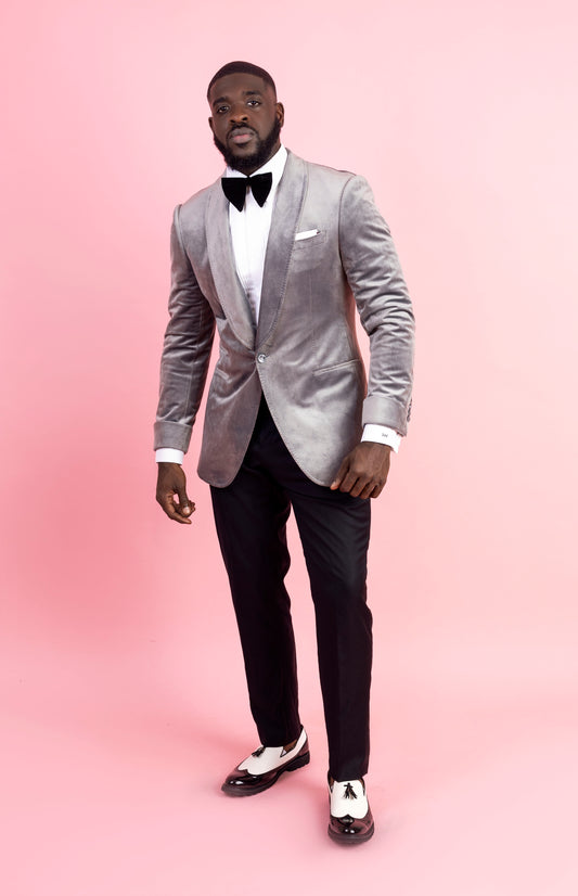 Dr. Luke’s Grey Shawl Lapel Velvet Tuxedo
