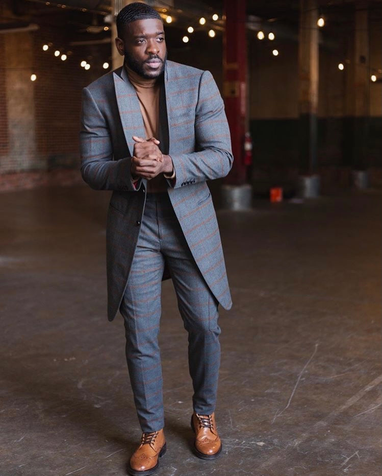 Benjamin’s Grey and Brown Windowpane Cashmere Suit
