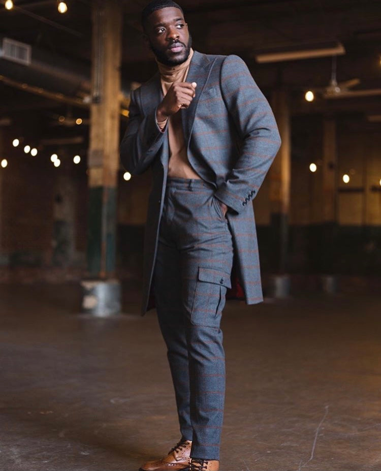 Benjamin’s Grey and Brown Windowpane Cashmere Suit